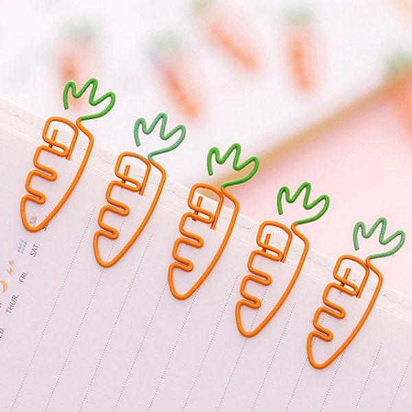 Carrot Shaped Paper Clips Sets, Choose The Quantity 5-20 Clips