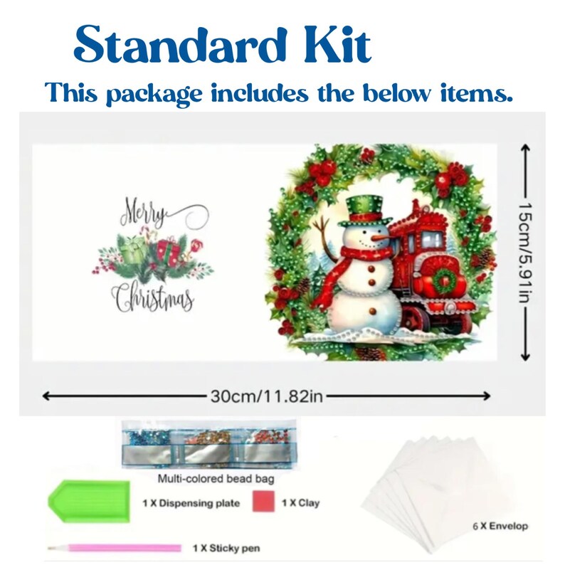 Christmas DIY Diamond Painting Kit Set of 6 Cards With Snowmen, Bell