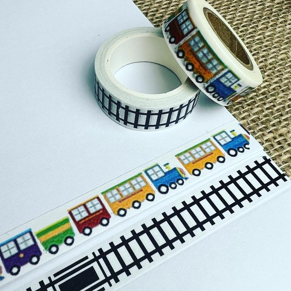 Zugliebhaber, Bunte Züge und Bahngleise, Washi Tape Rolle