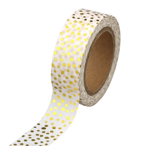 Washi Roll Sale: Golden Flowers on Pastel Washi Tape Gold 