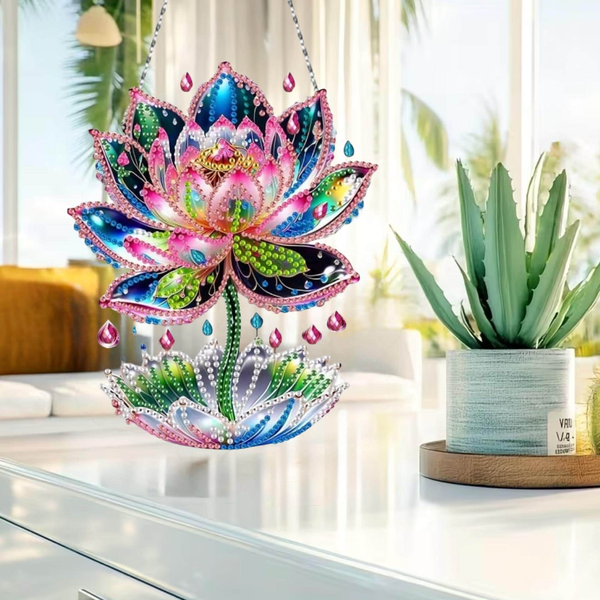 Lotus Flower DIY Diamond Painting Kit – Double Sided Sun Catcher