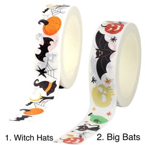 A Witches Favorite Things, Witch Hats, Black Cats, Bats, Pumpkins and More, Washi Tape Roll image 2