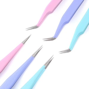 2pcs/Set Colored Stainless Steel Tweezers With Pointed & Bent Tip For  Scrapbooking, Sticker Or Decal Application