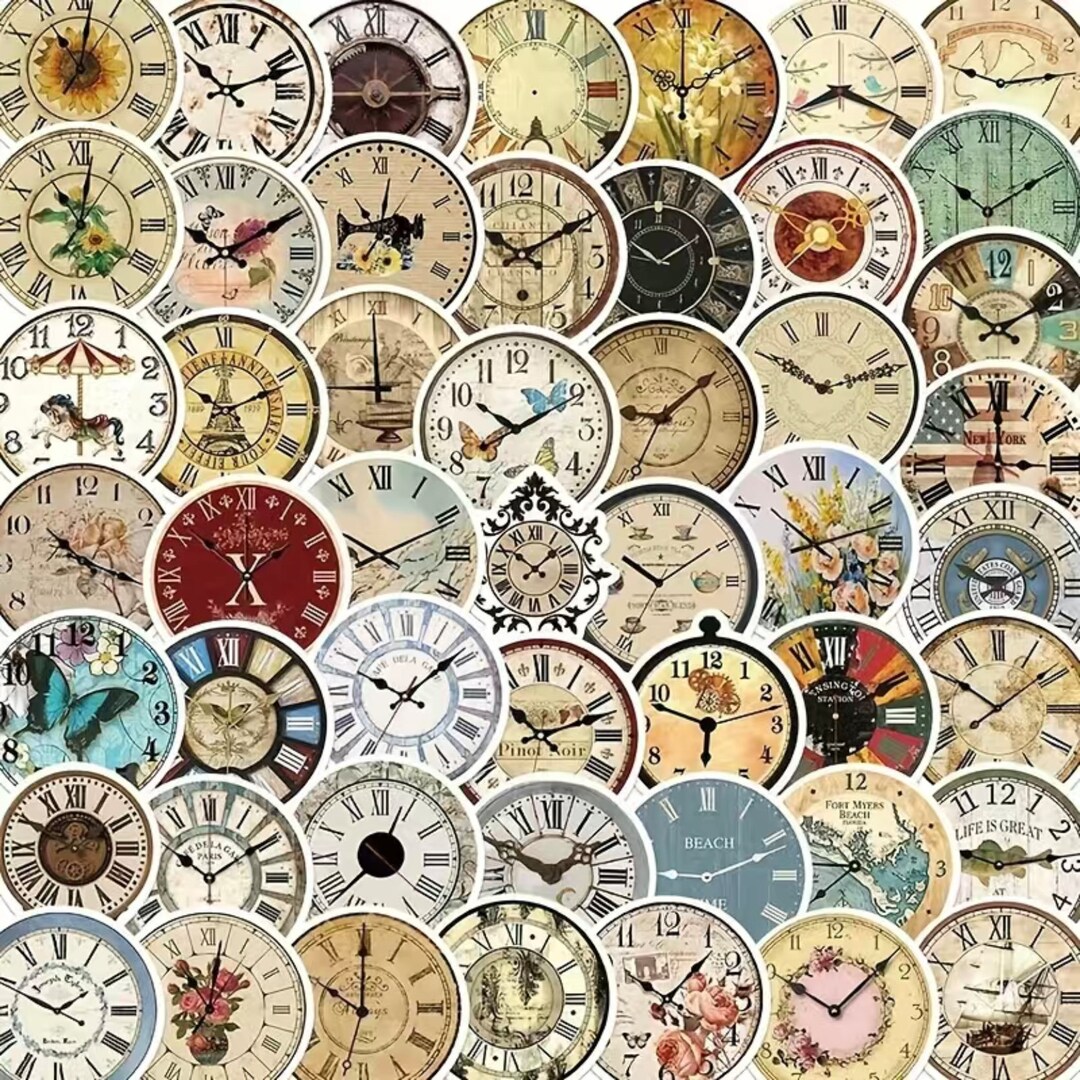 50 Beautiful Clock Face Stickers Antique Clocks & Pocket Etsy