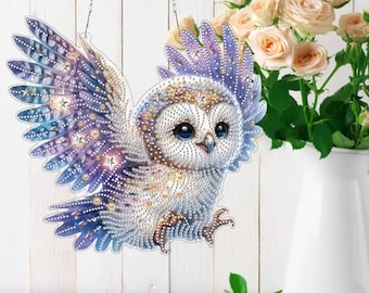 DIY Fantasy Eule Sonnenfänger Diamant Malerei Set, doppelseitige Fensterdeko