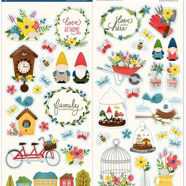 Homegrown, Gnomes, Gardening Stickers by Pebbles 6x12 Accent & Phrases