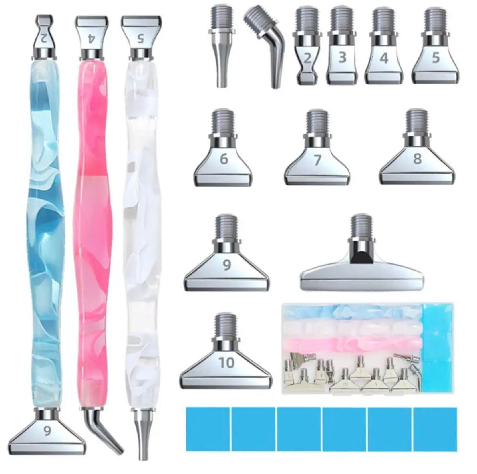 Cheap Resin Diamond Painting Pen Eco-friendly Alloy Replacement Pen Heads  Multi Placers Point Drill Pens DIY Nail Art Tool Set