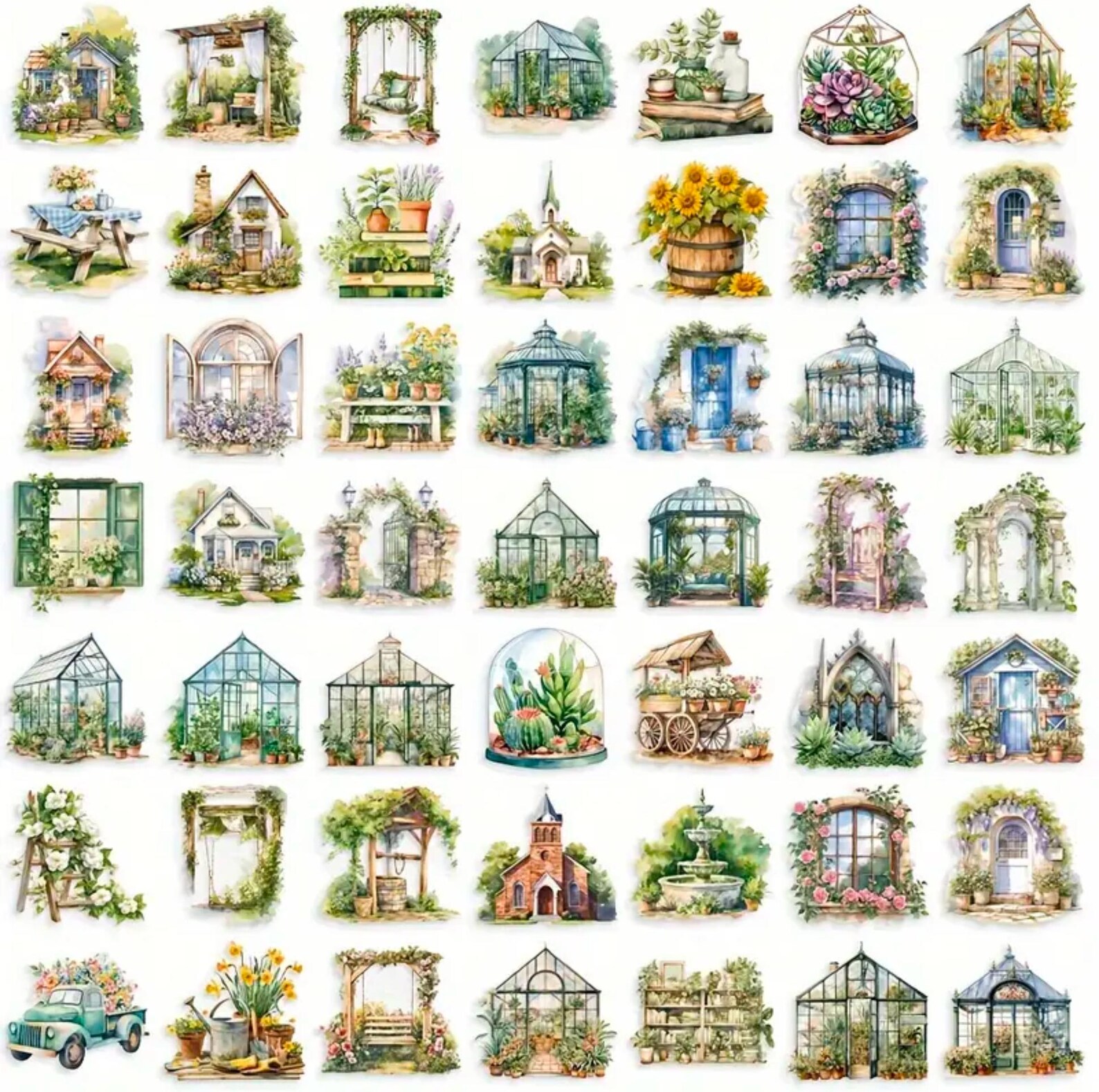 Backyardbuilt Sticker Ideas 50 Garden Cottage Stickers | Floral Greenhouses and Rustic Designs ...