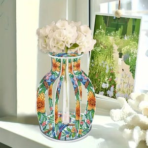 3D DIY Acryl-Vase mit Reagenzglas-Einsatz für Blumendekoration, buntes tropisches Tischdekor