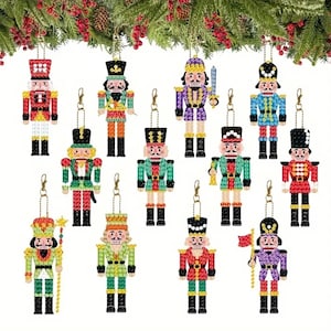 12 DIY Double Sided Nutcracker Ornaments/Charms, 5D Diamond Painting Kit