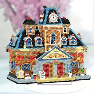 DIY Christmas Train Station, 3D Table Ornament Diamond Painting Kit, Includes Tools and Rhinestones