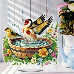 DIY Vogeltränke Tischdekoration - Einseitige Diamant Malerei Kit