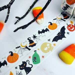 A Witches Favorite Things, Witch Hats, Black Cats, Bats, Pumpkins and More, Washi Tape Roll 1 Of Each 394/788 inches