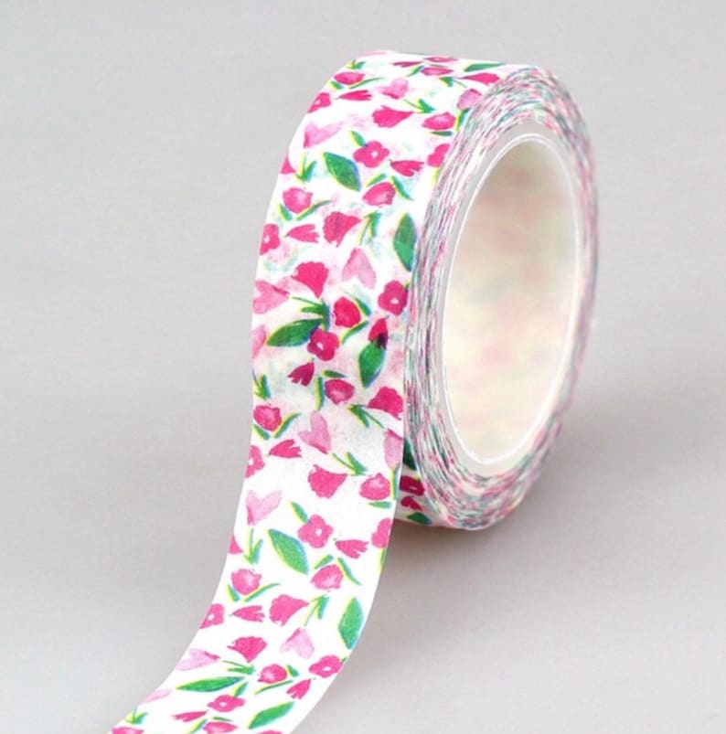Sample Lengths Pink Tulips Washi Tape Loose Flowers and Petals