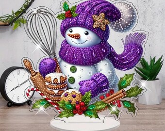 Kit Diamond Painting Maison De Noël – Ornement Sur Socle à Paillettes – Activité Créative Bricolage