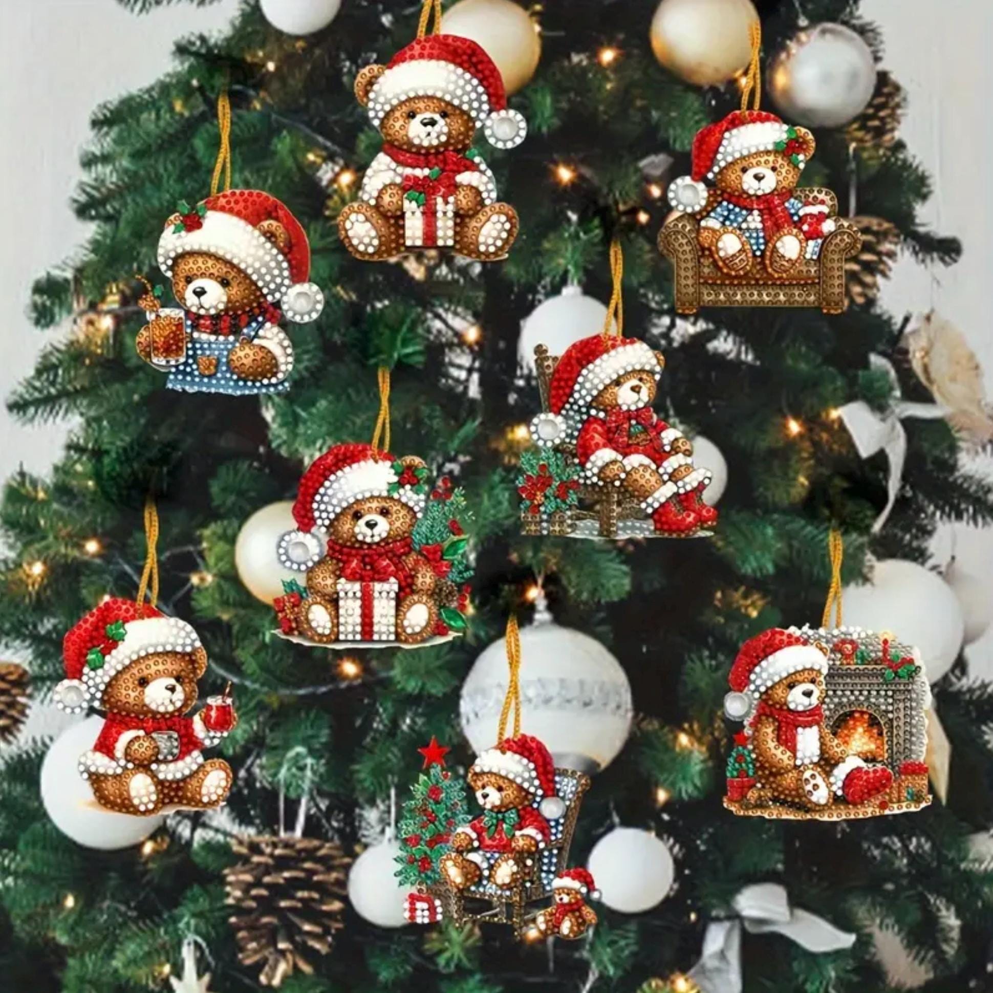 大型両面クリスマステディベアオーナメントキット - DIY 5D