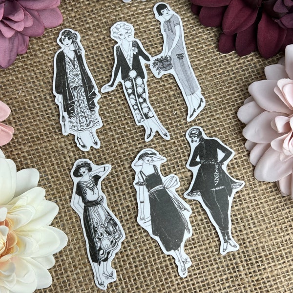 Roaring 20’s Fashion, Flapper Dresses and Opulance, 45 Black and White Stickers