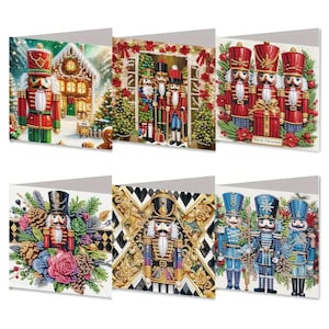 Cartes de Noël casse-noisette ornées avec guirlande, kit de peinture diamant DIY avec outils et strass