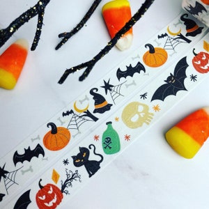 A Witches Favorite Things, Witch Hats, Black Cats, Bats, Pumpkins and More, Washi Tape Roll image 6