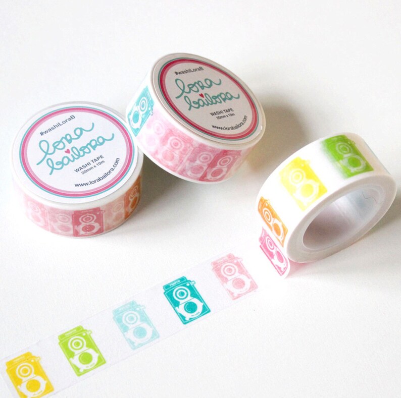 Wide Designer Washi Tape Sample Lengths Lora Bailora Vintage Cameras