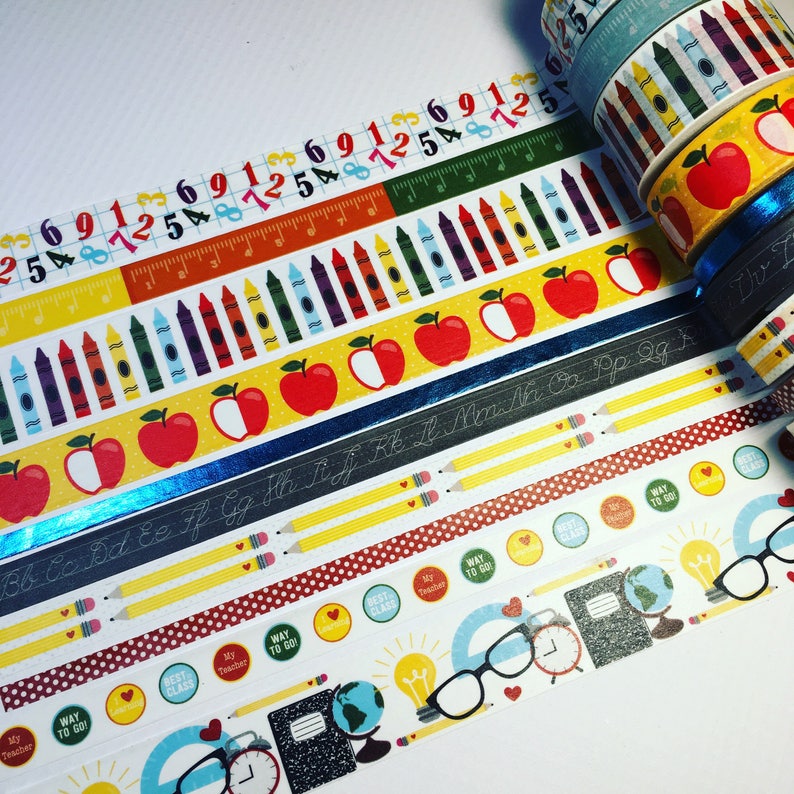 Back To School Recollection Washi Tape Blue Foil Sample image 0