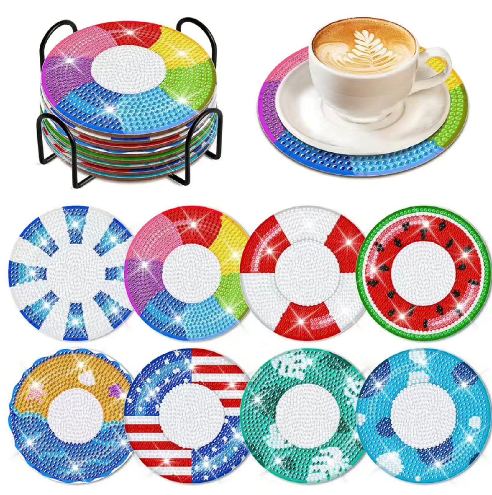 DIY 6 Beach Fun Coasters With Scuba Gear, Kayak and Flip Flops, 5D Diamond  Painting Kit, Tools and Rhinestones Included 