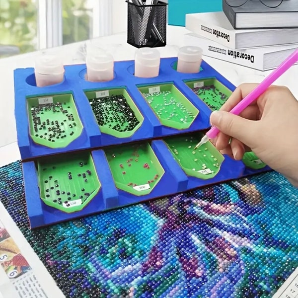 Blue Multi Tray Organizer For Diamond Painting & Beading, Organize and Maintain Your Drills/Rhinestones, Trays Included