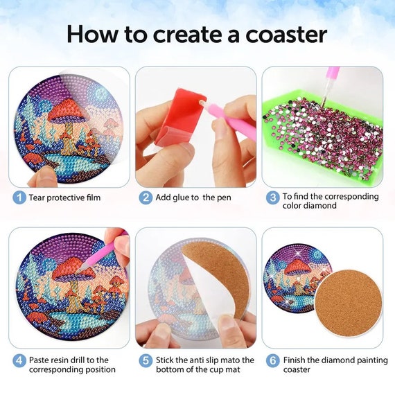Flash Sale: 8 Unique Mushroom Coasters in A Magical World, DIY Diamond  Painting Kit, Tools and Rhinestones Included 