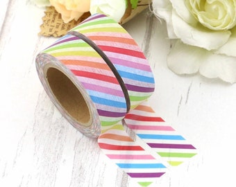 Pretty Pastel Rainbow Stripes, Washi Tape Roll
