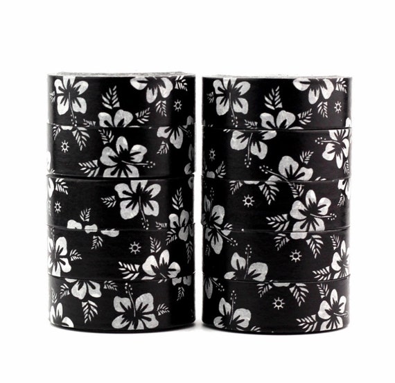 CWWTS-22 Black and White Swirl Flower Washi Tape 36 Sample Washi Tape or Full Roll Washi Tape Black Flower CWWTS-22 Black and White Swirl Flower Washi Tape 36 Sample Washi Tape or Full Roll Washi Tape Black Flower