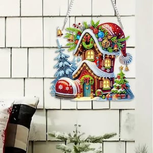 Kit de pintura con diamantes para hacer atrapasoles navideños (incluye herramientas y diamantes de imitación)