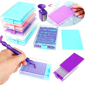 Diamond Painting Trays with Funnels, Multi Placer Tool & Secure Lid, White Storage Shelf