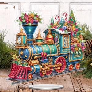 Holiday Train DIY Diamond Painting Kit – Single Sided Christmas Table Decor