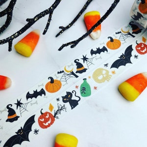 A Witches Favorite Things, Witch Hats, Black Cats, Bats, Pumpkins and More, Washi Tape Roll image 5