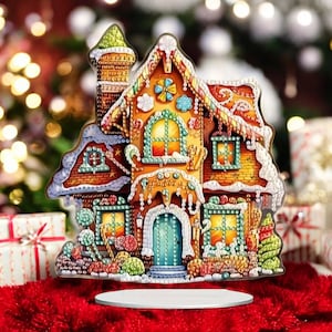 Whimsical Gingerbread House Diamond Painting Kit – Single Sided DIY Christmas Table Ornament
