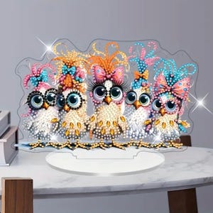 Funny Owl Family DIY Table Decor – Double Sided Diamond Painting Kit