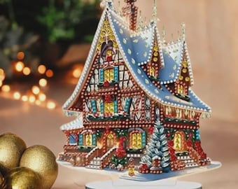 Syntego 5D DIY Weihnachts-Windspiel – Lebkuchenkerze, Diamantmalerei-Set, Ca. 73x15 Cm, Mit Strass-Steinen