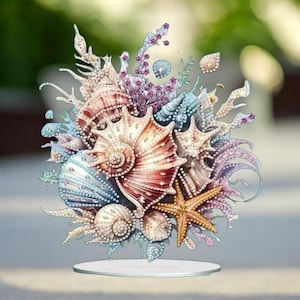 Coastal Seashell Diamond Painting Kit - DIY Tabletop Decor with Rhinestones & Tools | Elegant Ocean-Inspired Display