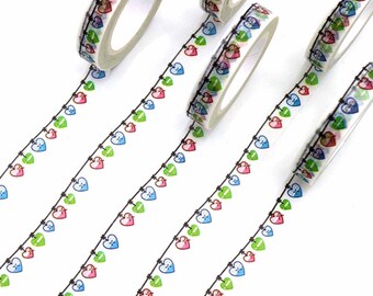 Colorful Hearts Hanging As A Banner, Valentine's Day, Washi Tape Partial Roll