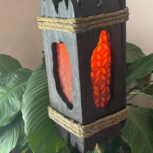 MADE TO ORDER | Tiki Torch-Inspired Hanging Lamp | Rustic Jungle Lantern | Handmade Tropical Decor