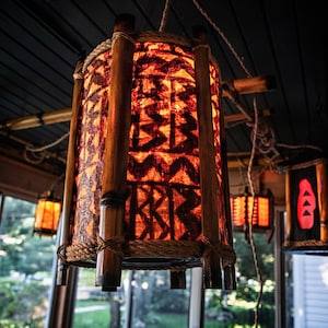 Handcrafted Tapa Hanging Lamp –  Rustic Tiki Decor | Boho Statement Lighting