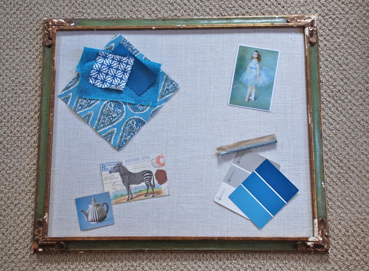 Decorative Vintage Frame Bulletin Board Burlap and Vintage Etsy.de