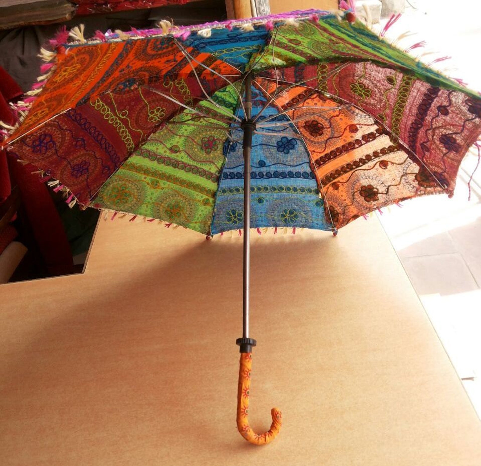 Handmade Cotton Fabric Umbrella With Embroidery Work Etsy