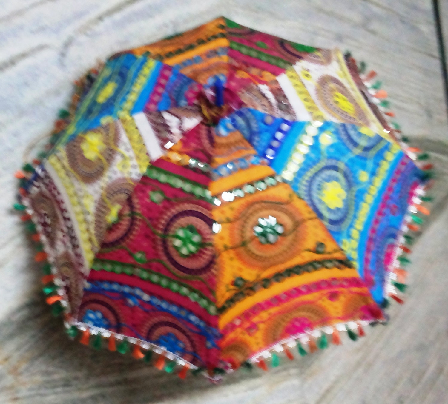 Accessoires Paraplus & regenaccessoires bruiloft paraplu spiegel werk gorgious Indiase parasol Patch werken met decoratieve katoen parasol Handwerk paraplu met draad borduren 