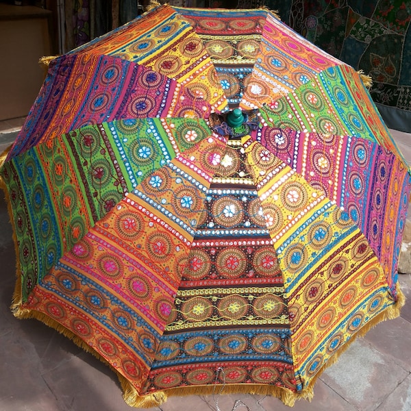 tamaño grande de sombrilla, sombrilla con diámetro de colorido bordado tamaño 6 pies (72 pulgadas), paraguas del jardín, paraguas de la decoración de la boda