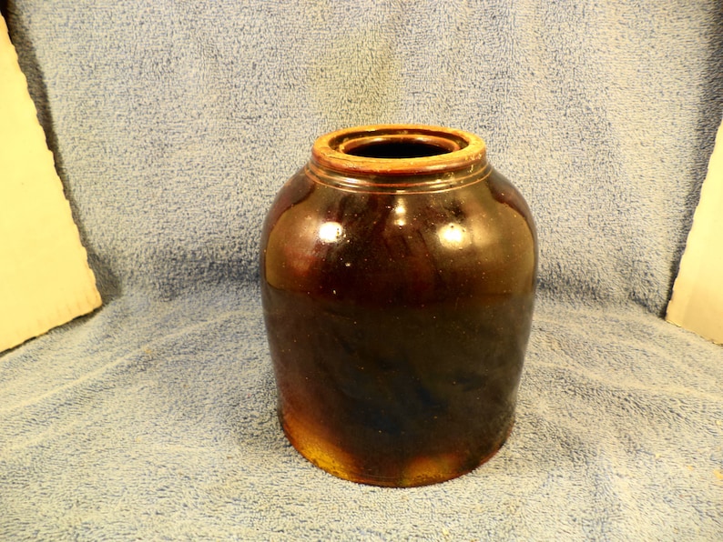 Brown Albany Glaze Wax Sealer Stoneware Crock 1/2 Gallon Size Etsy