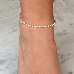 925 silver anklet, ankle bracelet silver, beach anklet, minimalist anklet, anklet bracelet, beach jewelry, summer jewelry, ankle jewelry image 3