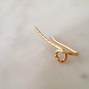 14 K Gold Ear Climber, Dainty Ear Crawler, Ear Cuff, Hammered ear climber, Minimalist Earrings, Ear Climbers, Real Gold Earrings image 1