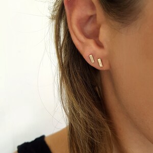 Real gold bar earrings sale