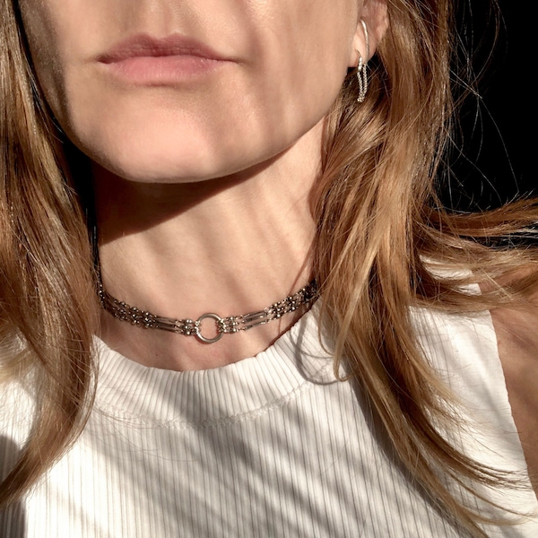 Multi chain necklace, Silver choker necklace, silver choker chain, elegant choker, festival choker, wide choker necklace, birthday gift